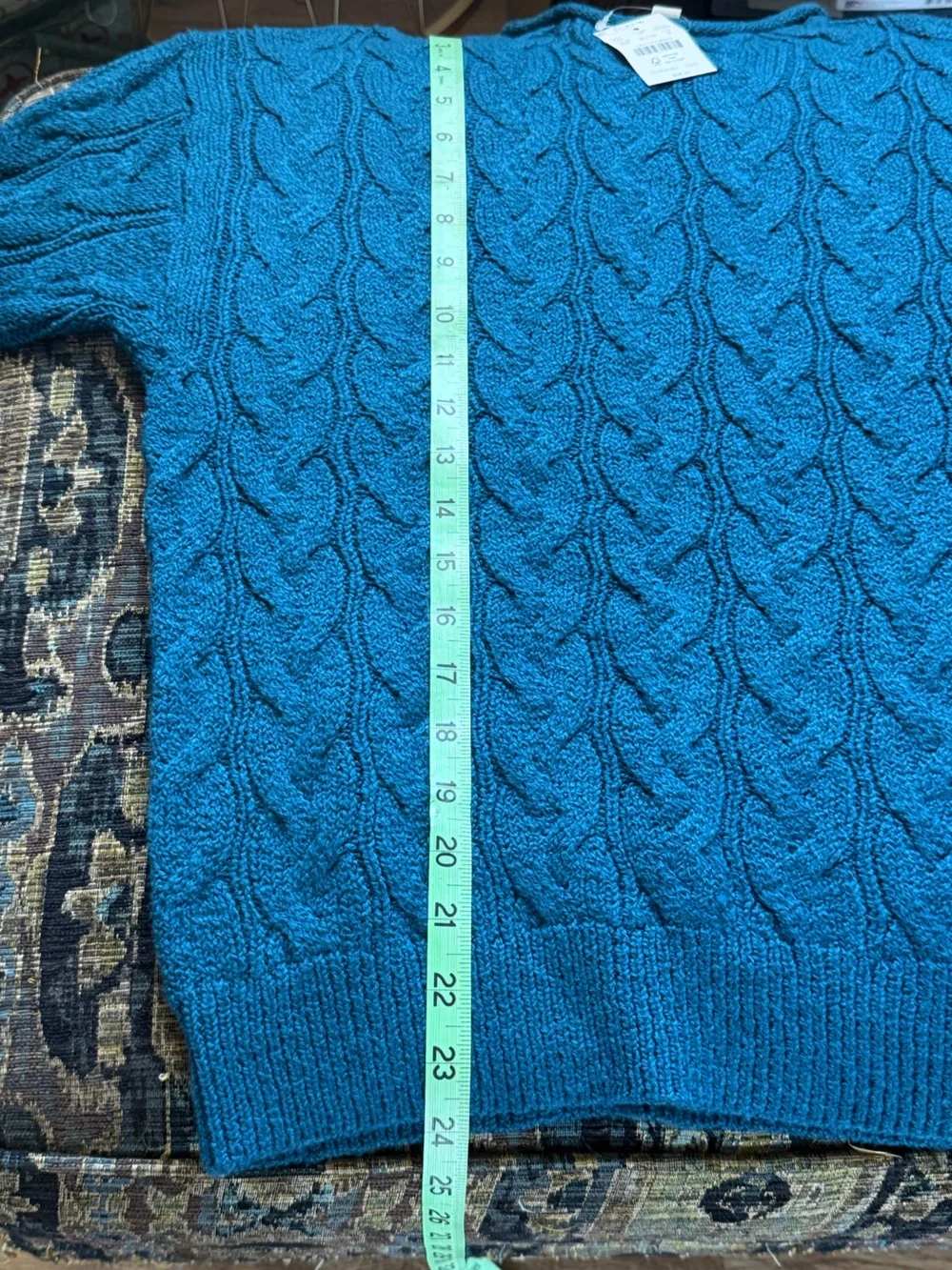 NWT J.Crew Factory 2025 Cable Knit Mock Neck Sweater Teal Medium